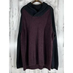 Apt 9 Mens Sweater Size XXL Maroon Black Marled Cowl Neck
